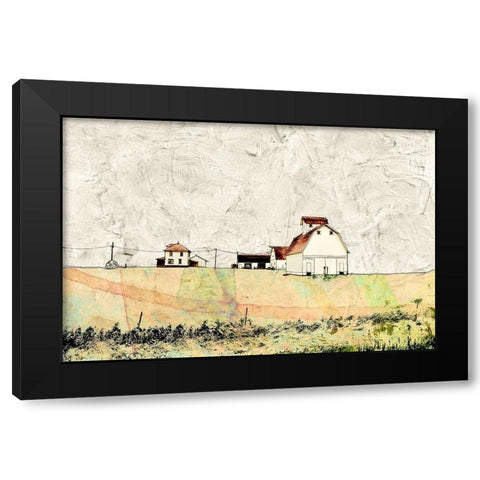 White Barn in the Field Black Modern Wood Framed Art Print with Double Matting by Mabat, Ynon