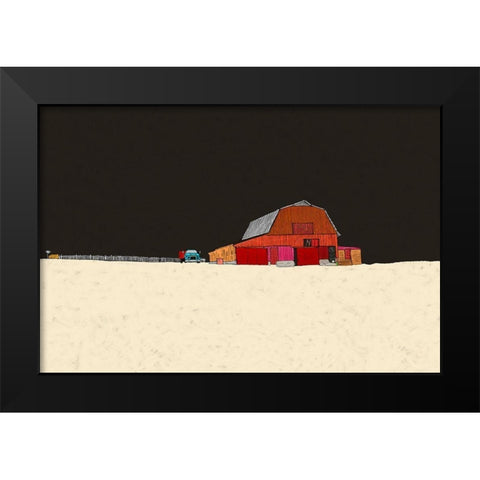 Farmhouse at Night Black Modern Wood Framed Art Print by Mabat, Ynon