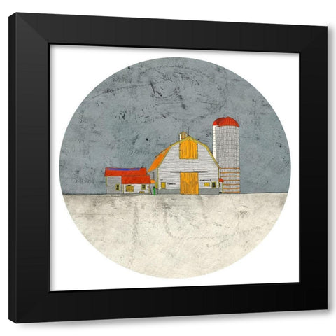 Barn and Silo Black Modern Wood Framed Art Print by Mabat, Ynon