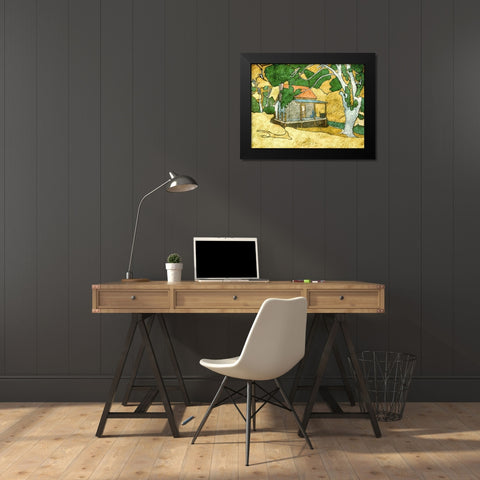 Forest Cabin Black Modern Wood Framed Art Print by Mabat, Ynon