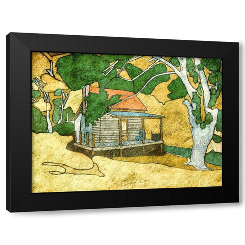 Forest Cabin Black Modern Wood Framed Art Print with Double Matting by Mabat, Ynon