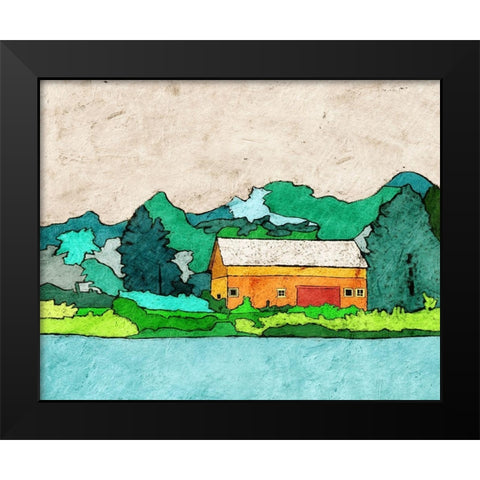 Lake Side Black Modern Wood Framed Art Print by Mabat, Ynon