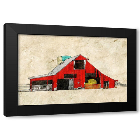 Red Barn Black Modern Wood Framed Art Print with Double Matting by Mabat, Ynon