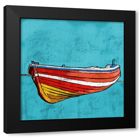 Little Red Rowboat Black Modern Wood Framed Art Print with Double Matting by Mabat, Ynon