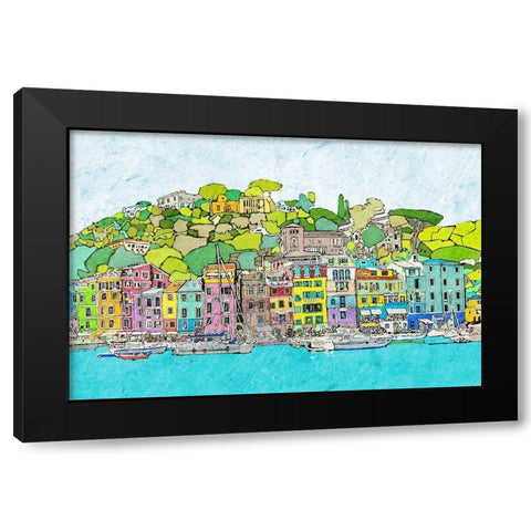 Coastal City Black Modern Wood Framed Art Print with Double Matting by Mabat, Ynon