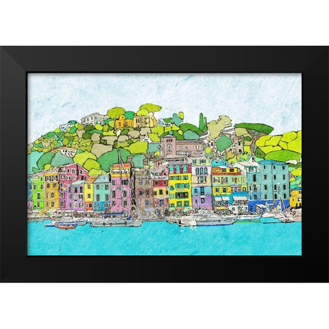 Coastal City Black Modern Wood Framed Art Print by Mabat, Ynon
