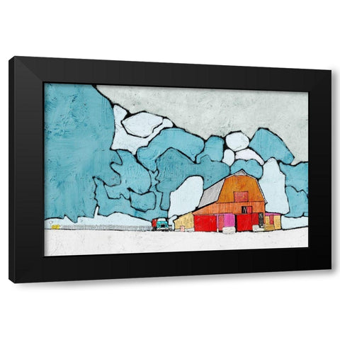Barn under Blue Skies Black Modern Wood Framed Art Print by Mabat, Ynon