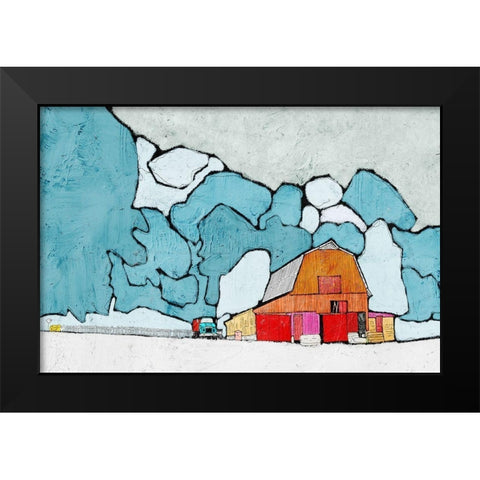 Barn under Blue Skies Black Modern Wood Framed Art Print by Mabat, Ynon