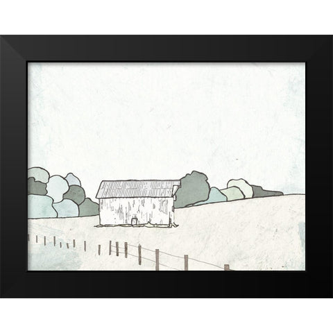 Farmhouse Under White Skies Black Modern Wood Framed Art Print by Mabat, Ynon