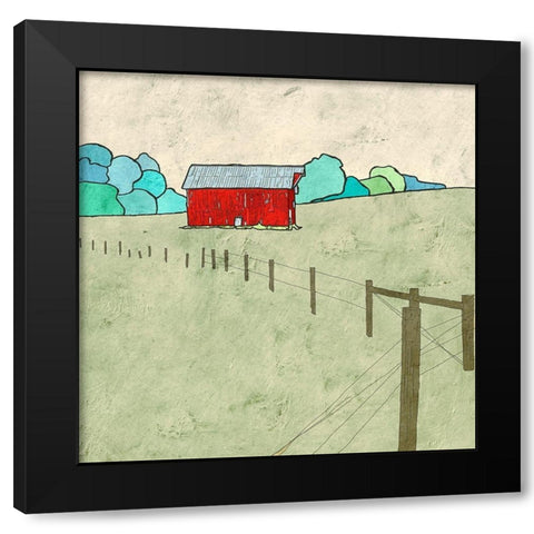 Little Red Barn Black Modern Wood Framed Art Print by Mabat, Ynon
