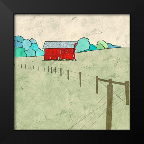 Little Red Barn Black Modern Wood Framed Art Print by Mabat, Ynon