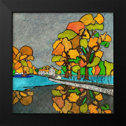 Start of Fall Black Modern Wood Framed Art Print by Mabat, Ynon