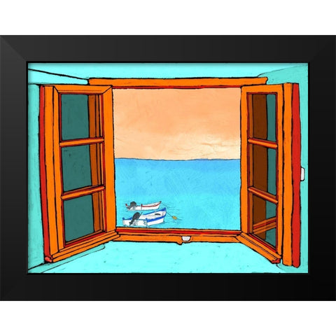 Through the Window Black Modern Wood Framed Art Print by Mabat, Ynon