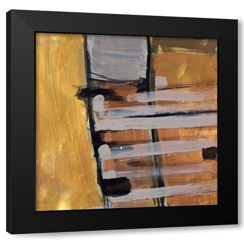 Golden Squares III Black Modern Wood Framed Art Print by Pattinian, Merri