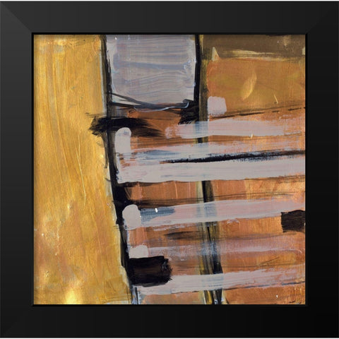 Golden Squares III Black Modern Wood Framed Art Print by Pattinian, Merri