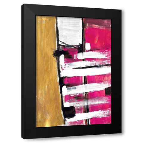 Hot Pink Black Modern Wood Framed Art Print with Double Matting by Pattinian, Merri
