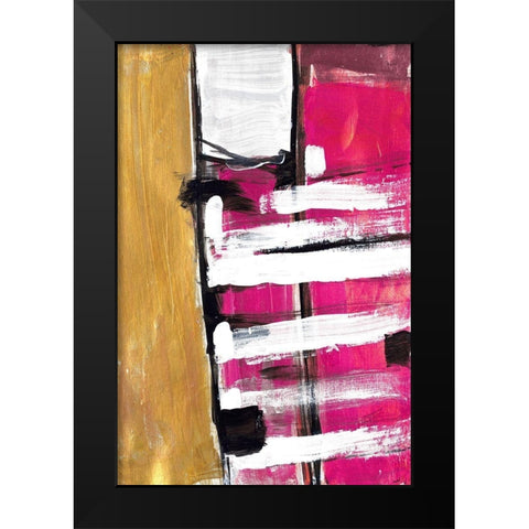 Hot Pink Black Modern Wood Framed Art Print by Pattinian, Merri