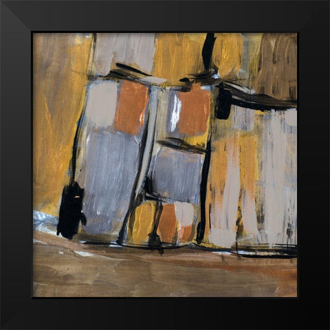 Golden Squares I Black Modern Wood Framed Art Print by Pattinian, Merri