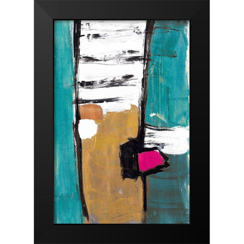 Hot Teal Black Modern Wood Framed Art Print by Pattinian, Merri
