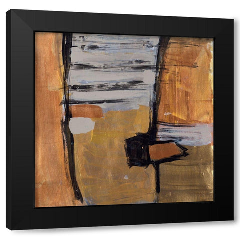 Golden Squares II Black Modern Wood Framed Art Print with Double Matting by Pattinian, Merri