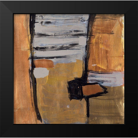 Golden Squares II Black Modern Wood Framed Art Print by Pattinian, Merri
