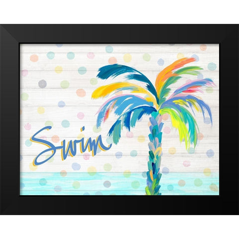 Swim Near the Palm Tree Black Modern Wood Framed Art Print by DeRice, Julie