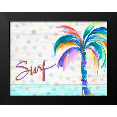 Surf Near the Palm Tree Black Modern Wood Framed Art Print by DeRice, Julie