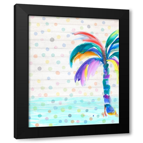 Funky Palm on Dots I Black Modern Wood Framed Art Print by DeRice, Julie