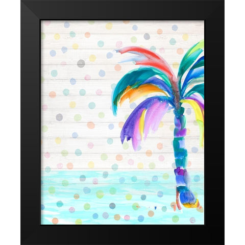 Funky Palm on Dots I Black Modern Wood Framed Art Print by DeRice, Julie