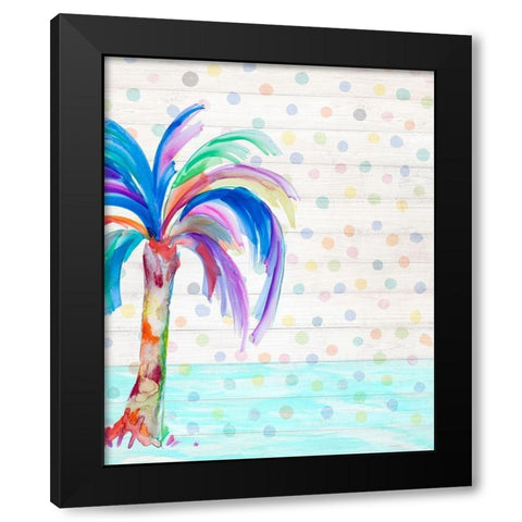 Funky Palm on Dots II Black Modern Wood Framed Art Print with Double Matting by DeRice, Julie