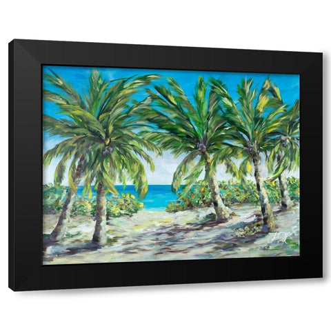 Tropical Palm Tree Paradise Black Modern Wood Framed Art Print by DeRice, Julie