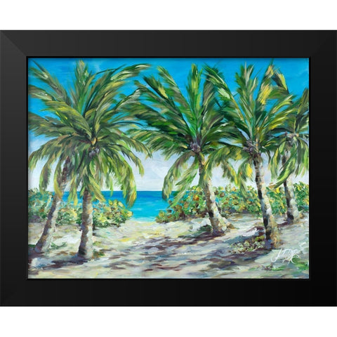 Tropical Palm Tree Paradise Black Modern Wood Framed Art Print by DeRice, Julie