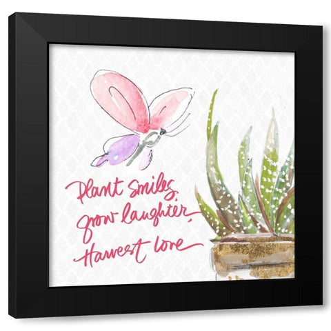 Plant Smiles Black Modern Wood Framed Art Print by Pinto, Patricia