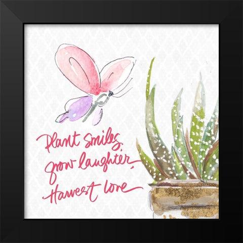 Plant Smiles Black Modern Wood Framed Art Print by Pinto, Patricia