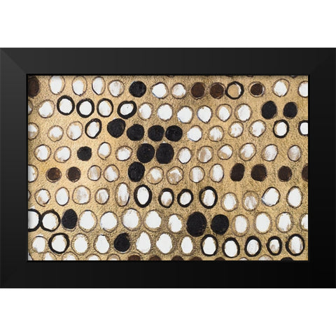 African Circles with Gold Black Modern Wood Framed Art Print by Pinto, Patricia