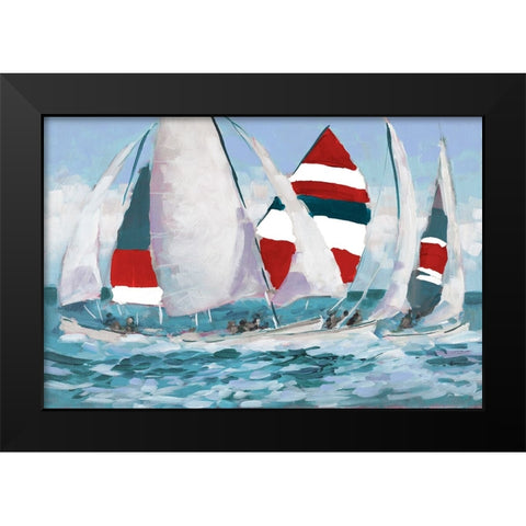 Wide Sails Black Modern Wood Framed Art Print by Slivka, Jane