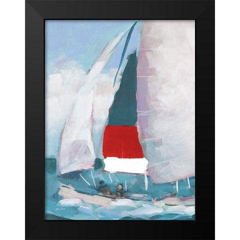 Red and Blue Sail I Black Modern Wood Framed Art Print by Slivka, Jane