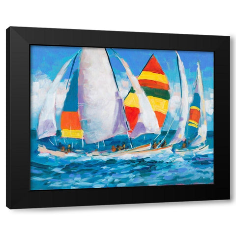 Wide Sails  Black Modern Wood Framed Art Print with Double Matting by Slivka, Jane