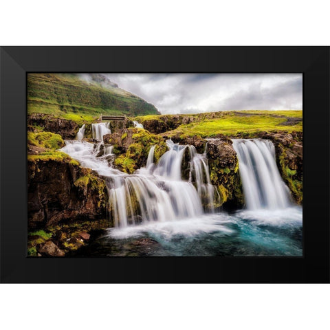 Beneath the Falls Black Modern Wood Framed Art Print by Amos, Andy