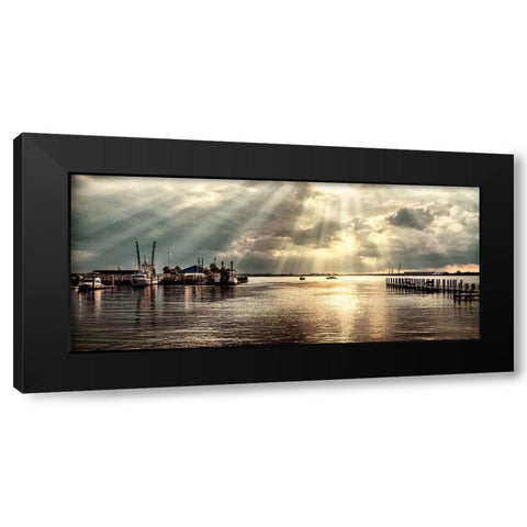 Dock Sunrise Black Modern Wood Framed Art Print by Amos, Andy