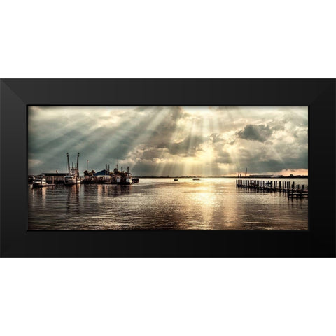 Dock Sunrise Black Modern Wood Framed Art Print by Amos, Andy