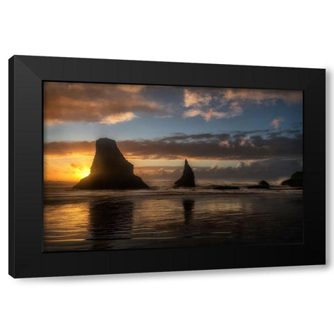 Island Sunsets Black Modern Wood Framed Art Print with Double Matting by Amos, Andy