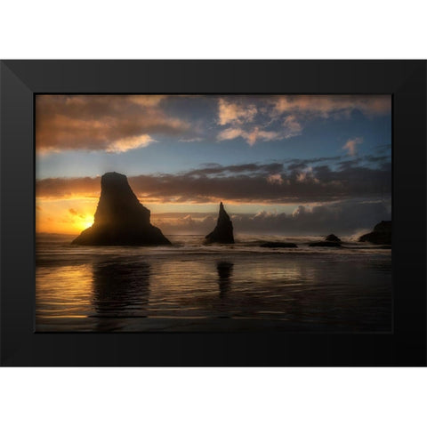 Island Sunsets Black Modern Wood Framed Art Print by Amos, Andy