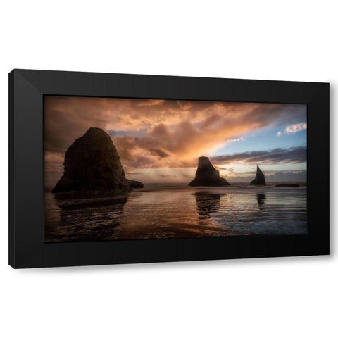 Falling Sunsets Black Modern Wood Framed Art Print with Double Matting by Amos, Andy