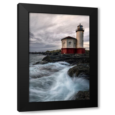 Lighthouse Panel Black Modern Wood Framed Art Print by Amos, Andy