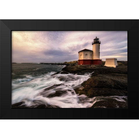 Lighthouse Black Modern Wood Framed Art Print by Amos, Andy
