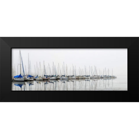 Sailing Boats Panel Black Modern Wood Framed Art Print by Amos, Andy
