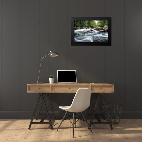 Rocky River Stream Black Modern Wood Framed Art Print by Amos, Andy