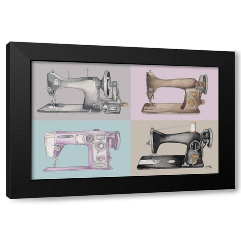 Sewing Machine Collage Black Modern Wood Framed Art Print by Baker, Mary Beth