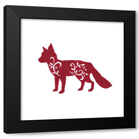 Holiday Decorative Fox Black Modern Wood Framed Art Print by Gaynor, Janice